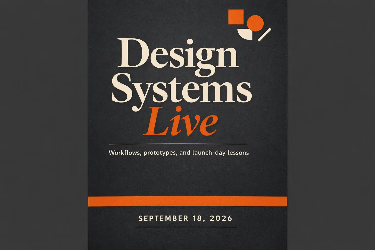 A professional event launch poster with a bold main headline and smaller supporting text arranged in a clear, intentional visual hierarchy.